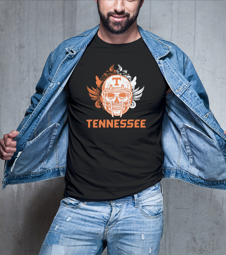 Tennessee Volunteers Skull Helmet Football Wings T-Shirt