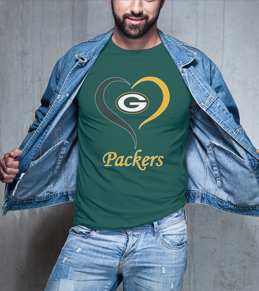 Green Bay Packers Heart Symbol Packers T-Shirt
