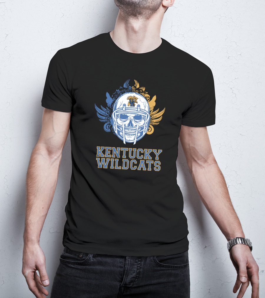 Kentucky Wildcats Skull Football Helmet T-Shirt