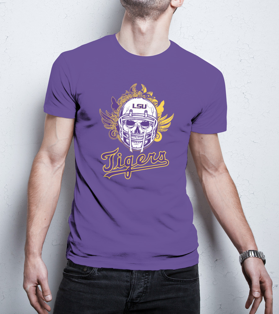 LSU Tigers Skull Helmet With Wings T-Shirt