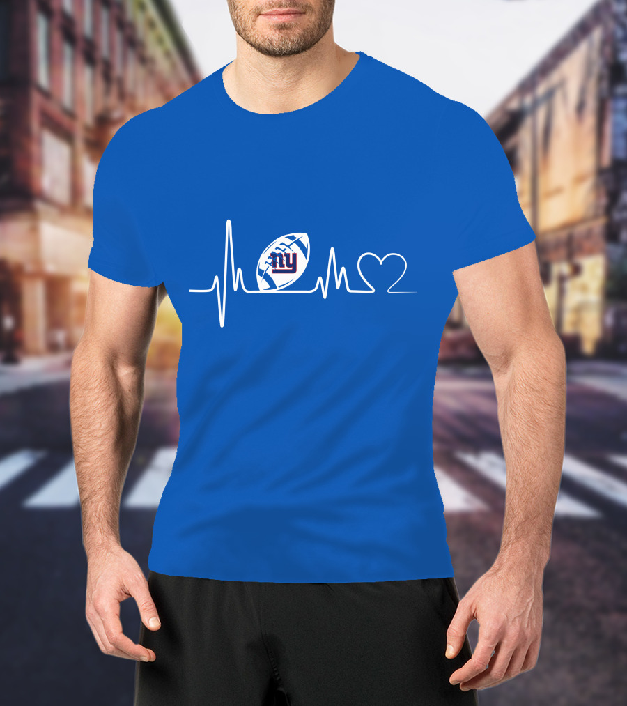 New York Giants Heartbeat Football T-Shirt