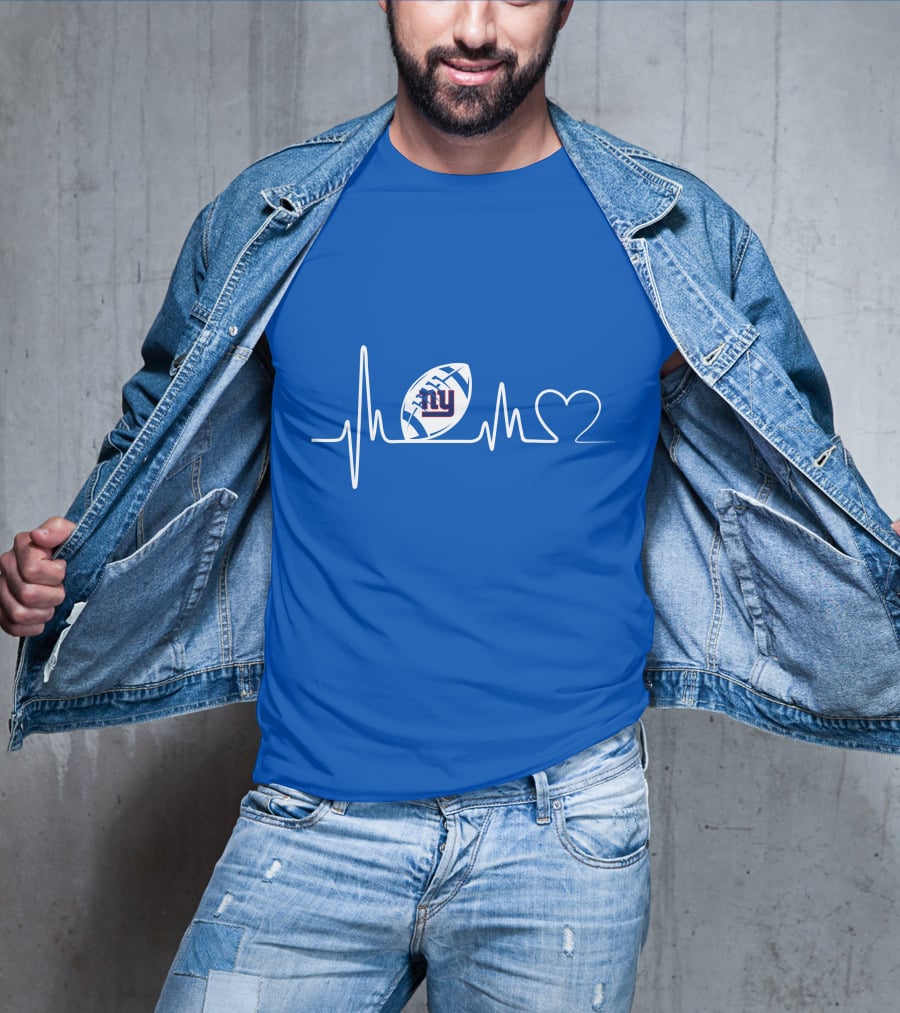 New York Giants Heartbeat Football T-Shirt