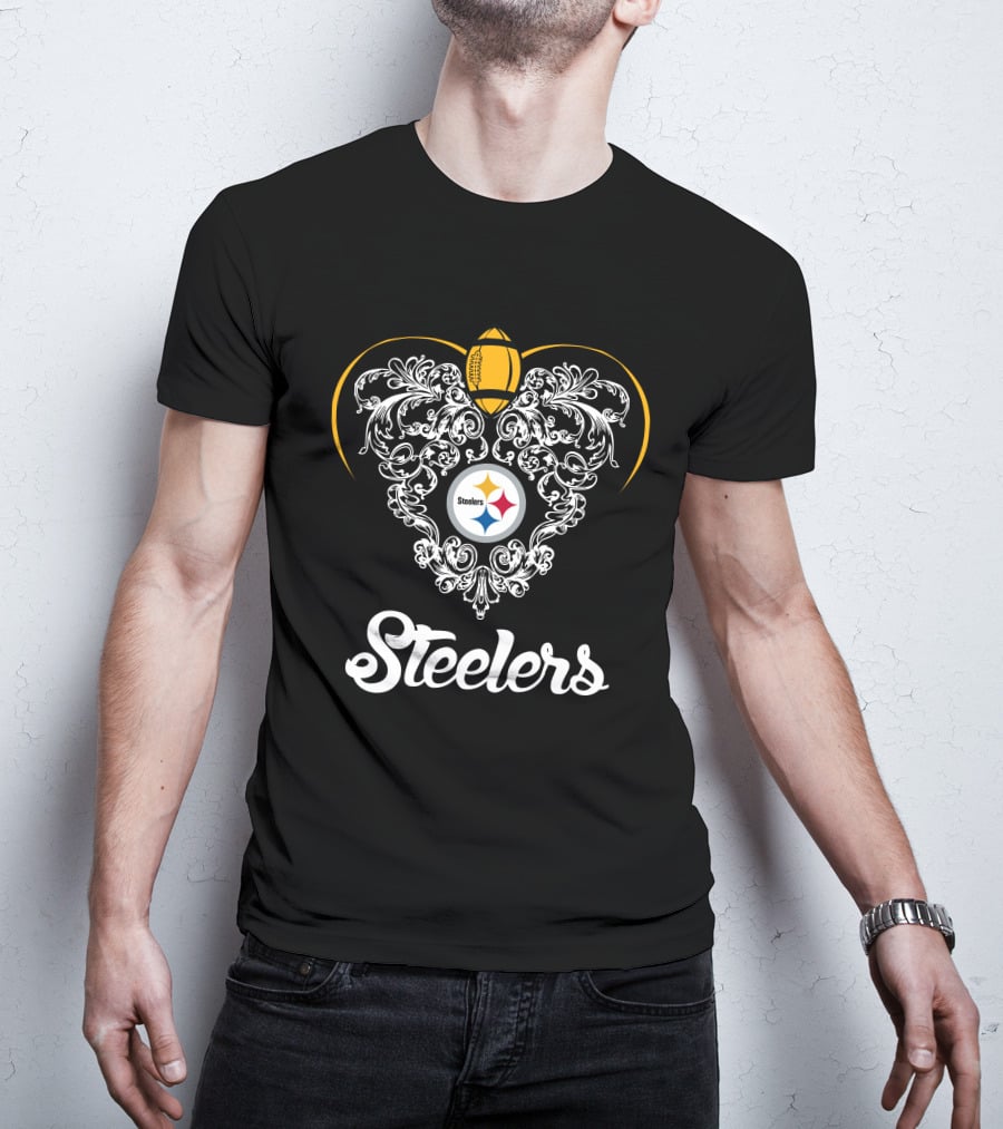 Steelers Football Emblem With Ornate Flourish T-Shirt