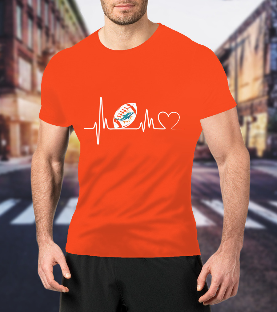 Miami Dolphins Football Heartbeat Pulse T-Shirt
