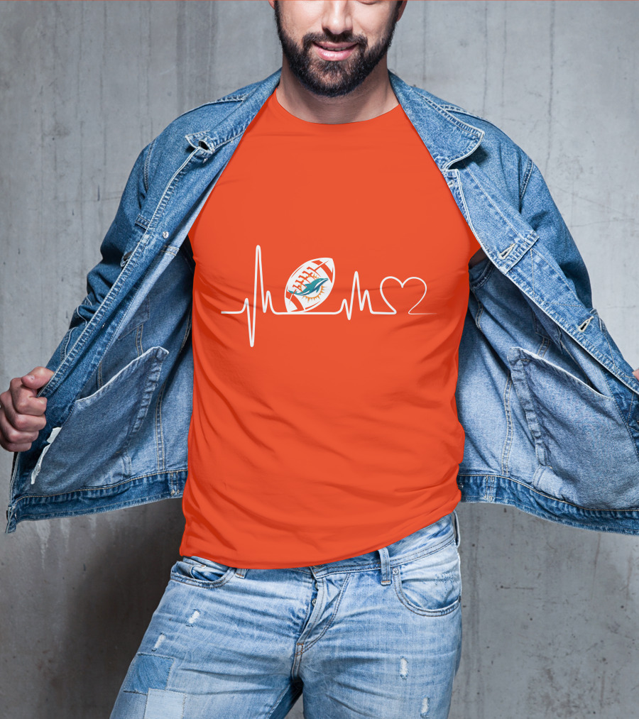 Miami Dolphins Football Heartbeat Pulse T-Shirt