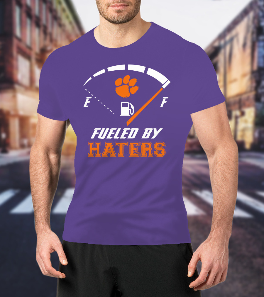 Clemson Tigers Fueled By Haters Gas Gauge Paw T-Shirt