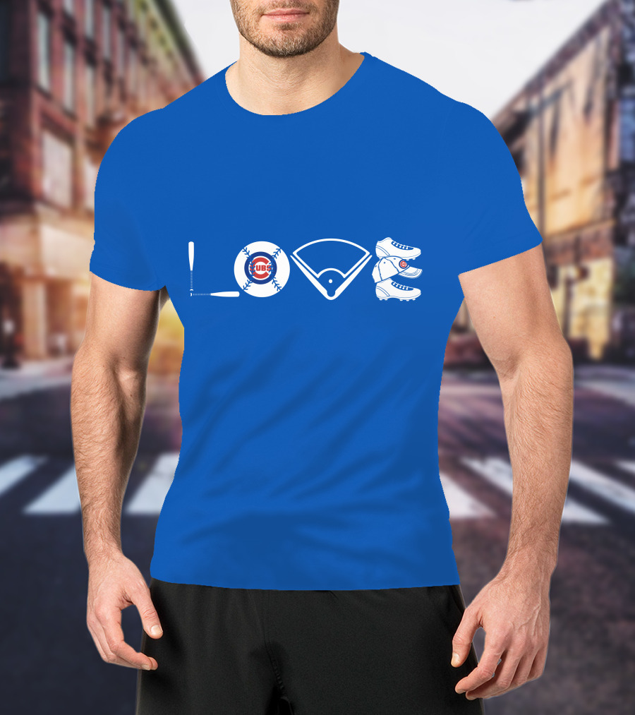 Love Cubs Baseball Field Bat Cleats T-Shirt