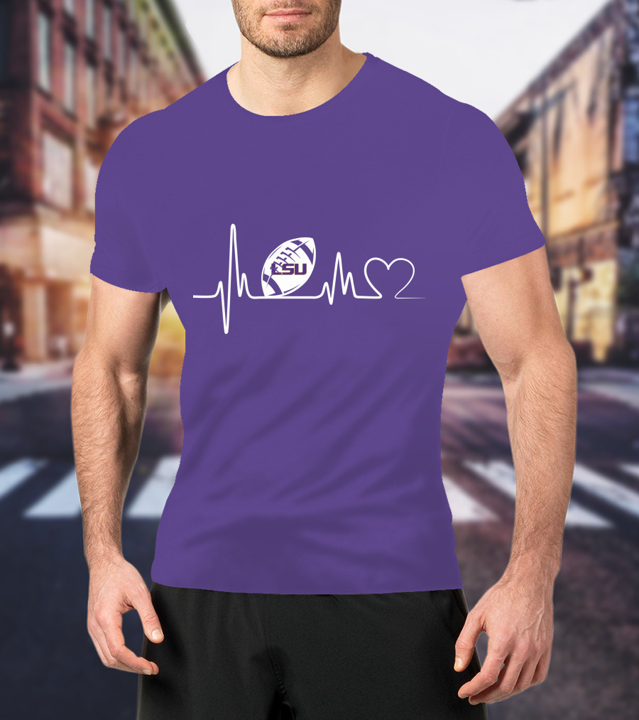 Lsu Tigers Heartbeat Football Pulse T-Shirt