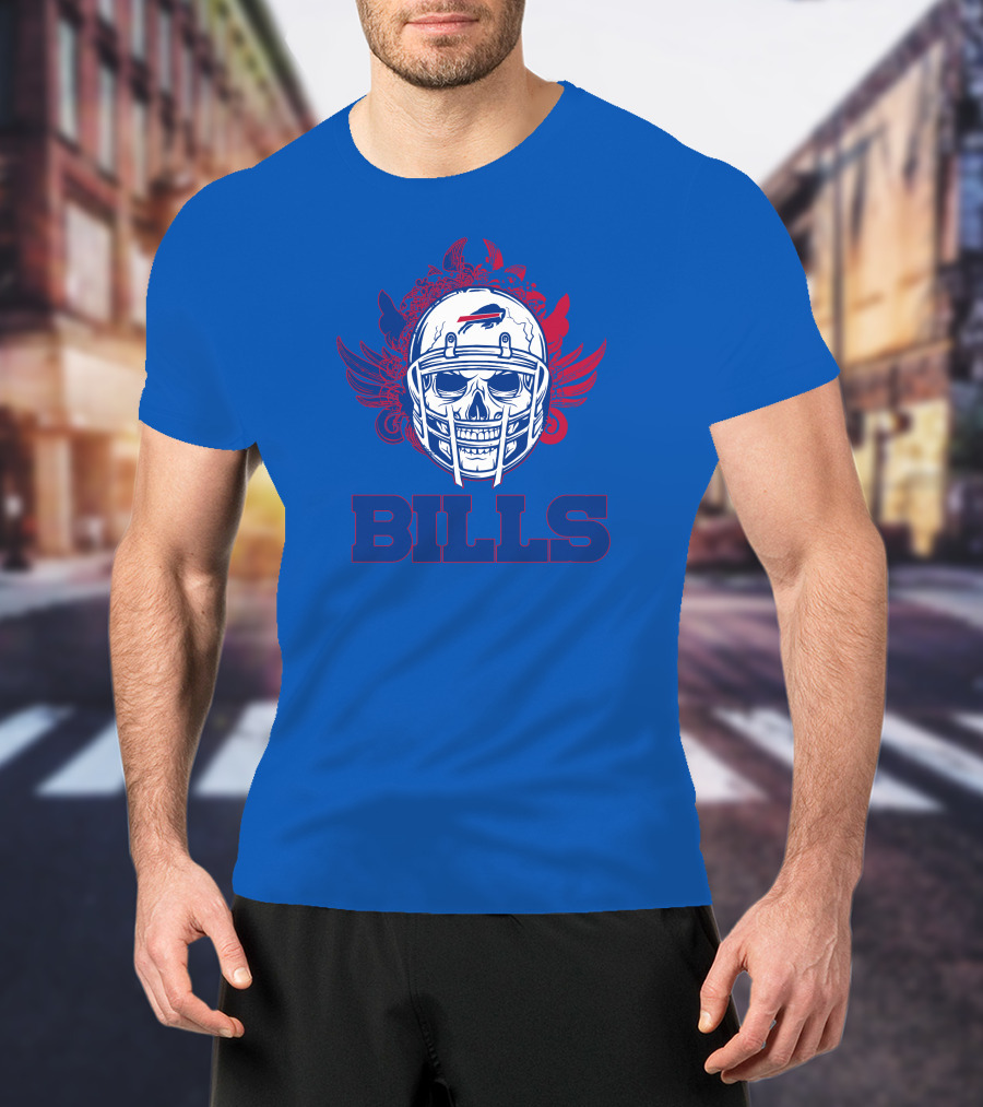 Buffalo Bills Skull Helmet Wings T-Shirt