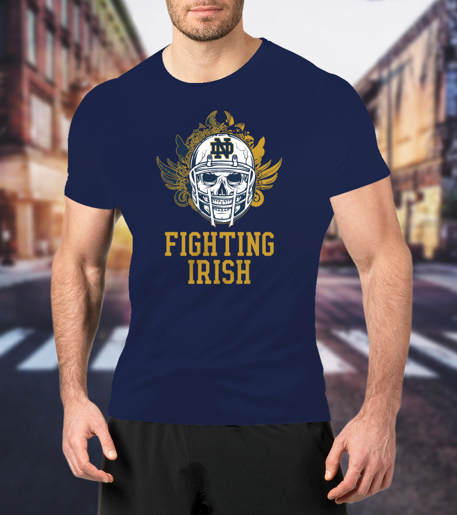 Notre Dame Fighting Irish Skull Helmet Emblem T-Shirt