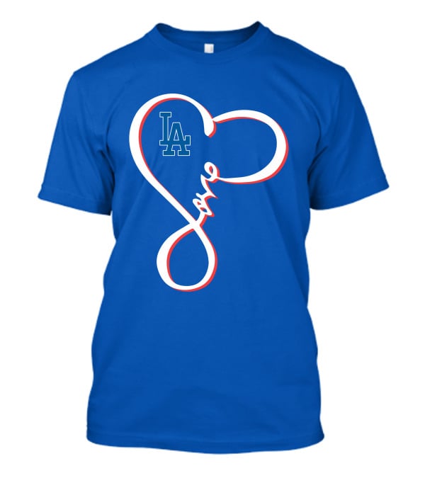LA Dodgers Love Script With Heart-Shaped T-Shirt