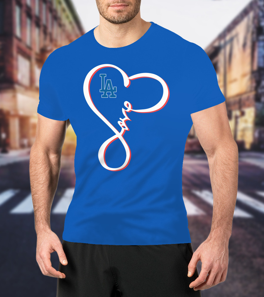 LA Dodgers Love Script With Heart-Shaped T-Shirt