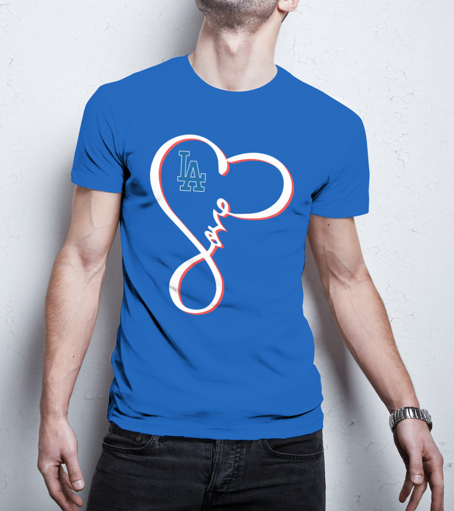 LA Dodgers Love Script With Heart-Shaped T-Shirt