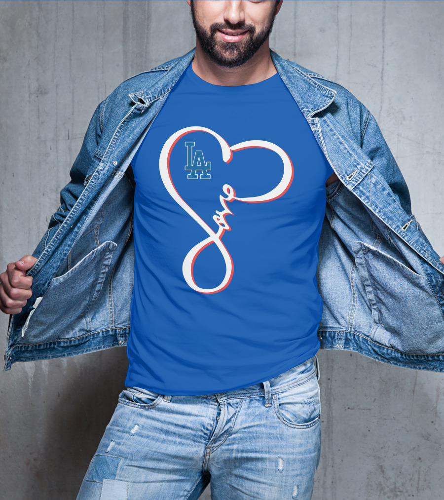 LA Dodgers Love Script With Heart-Shaped T-Shirt