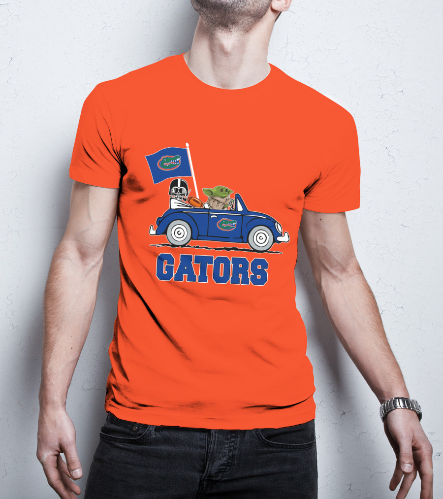 Florida Gators Darth Vader Baby Yoda Driving Car Star Wars Football T-Shirt