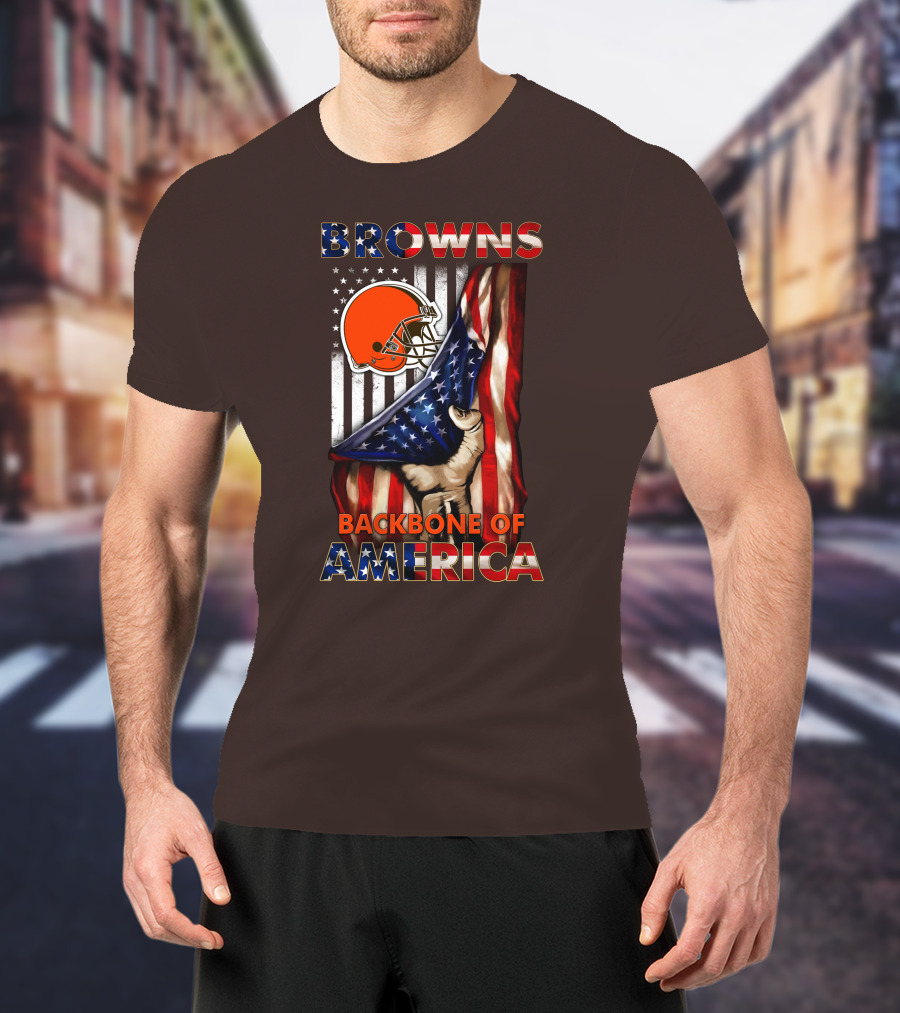 Browns Backbone Of America Cleveland Browns American Flag T-Shirt