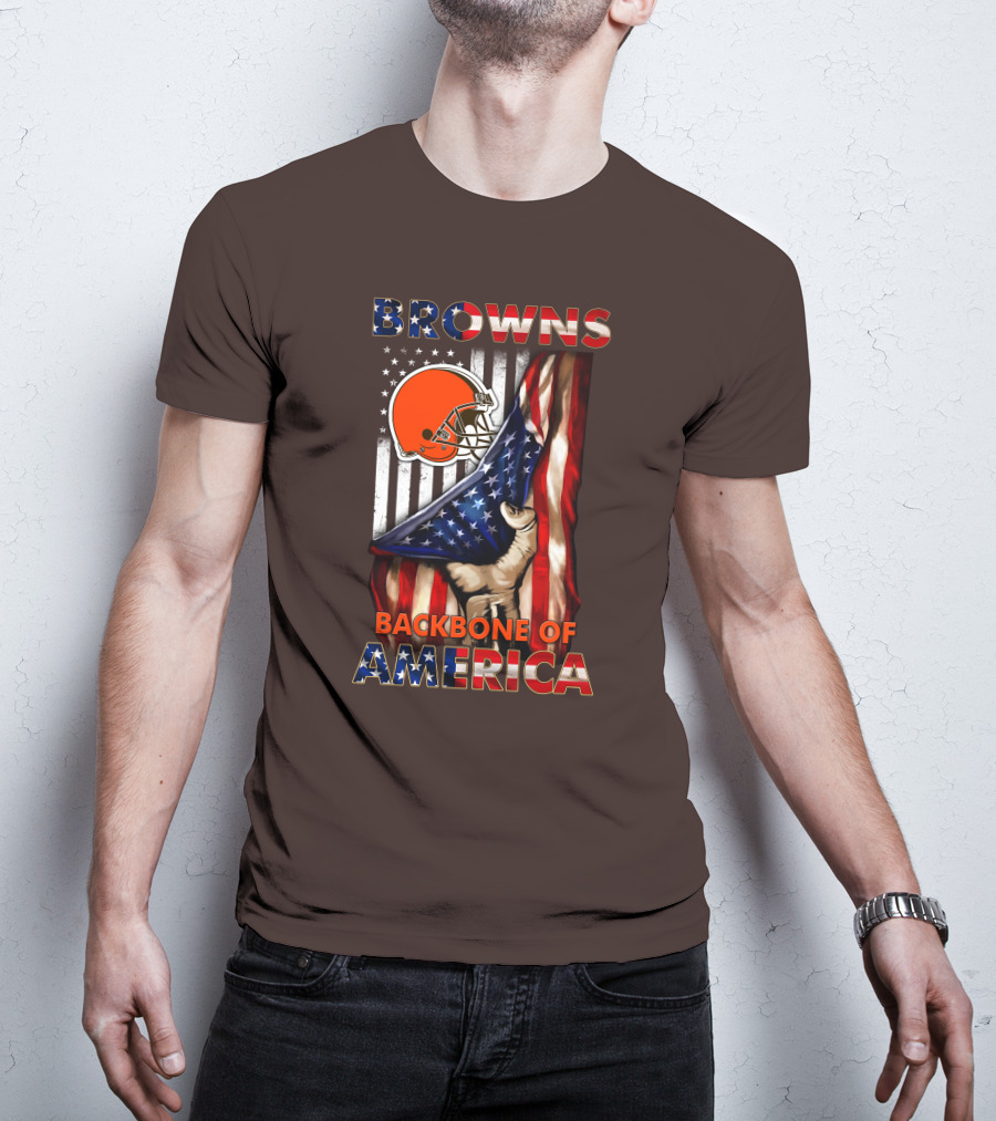 Browns Backbone Of America Cleveland Browns American Flag T-Shirt