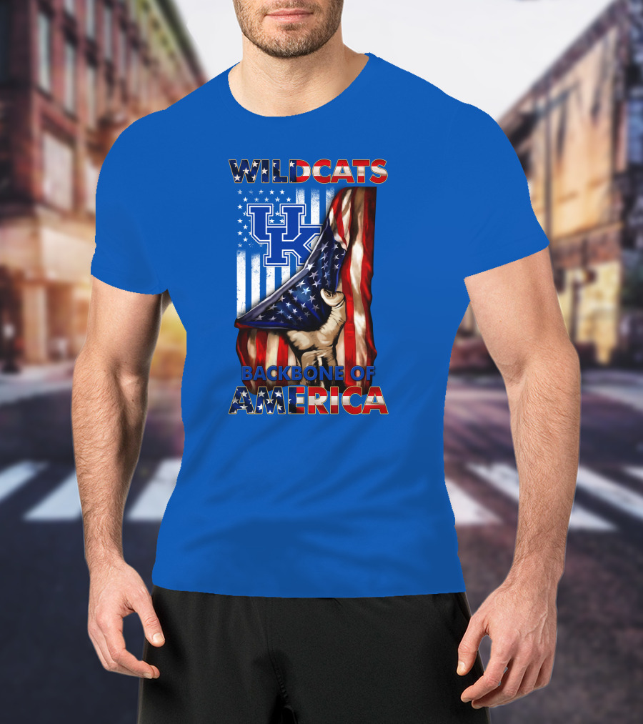 Kentucky Wildcats America Backbone Stars And Stripes Flag T-Shirt