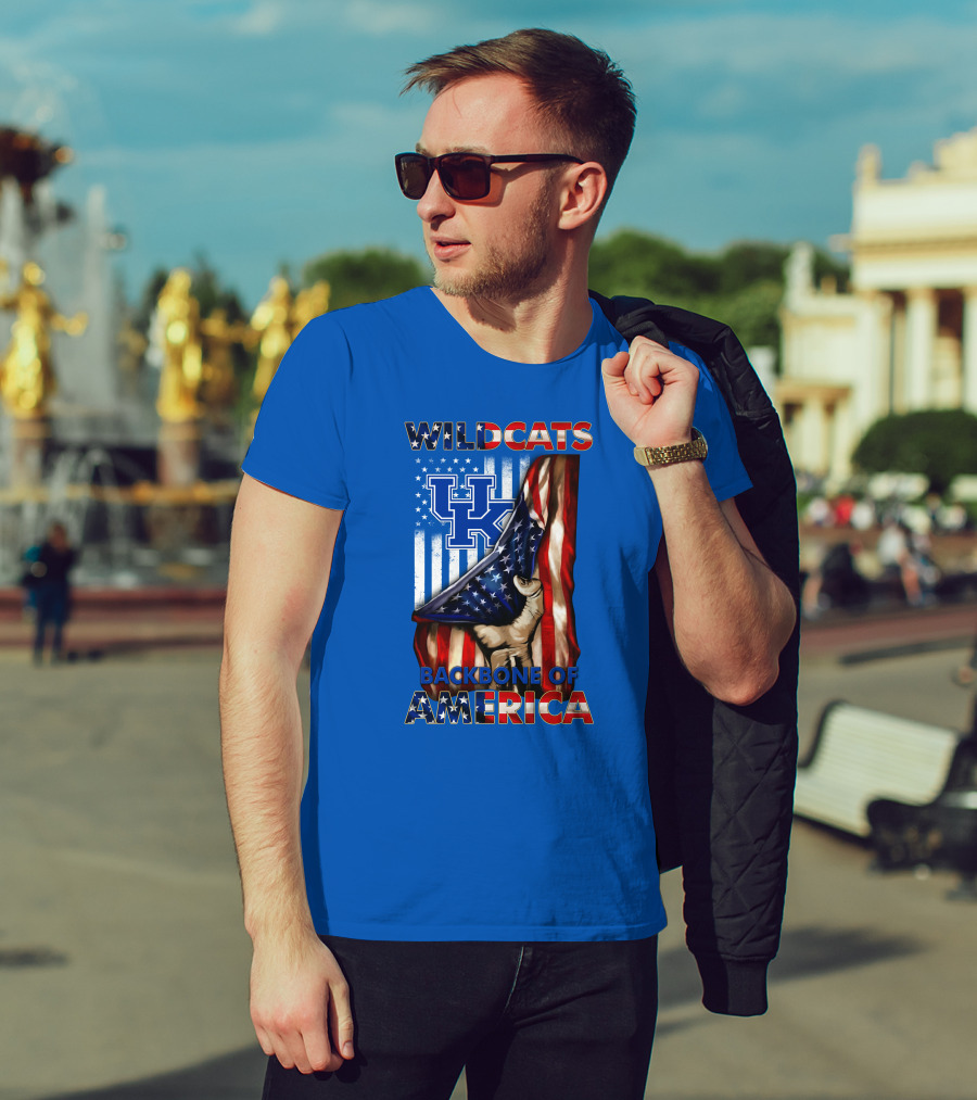 Kentucky Wildcats America Backbone Stars And Stripes Flag T-Shirt