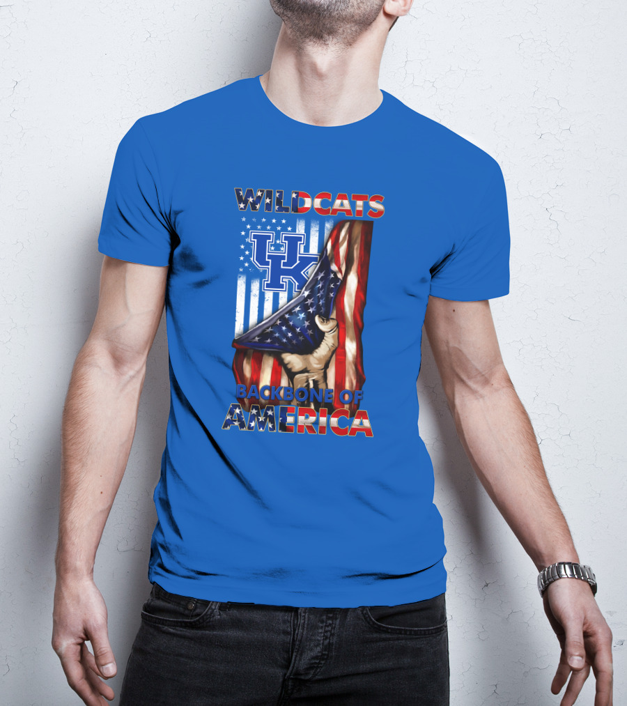Kentucky Wildcats America Backbone Stars And Stripes Flag T-Shirt