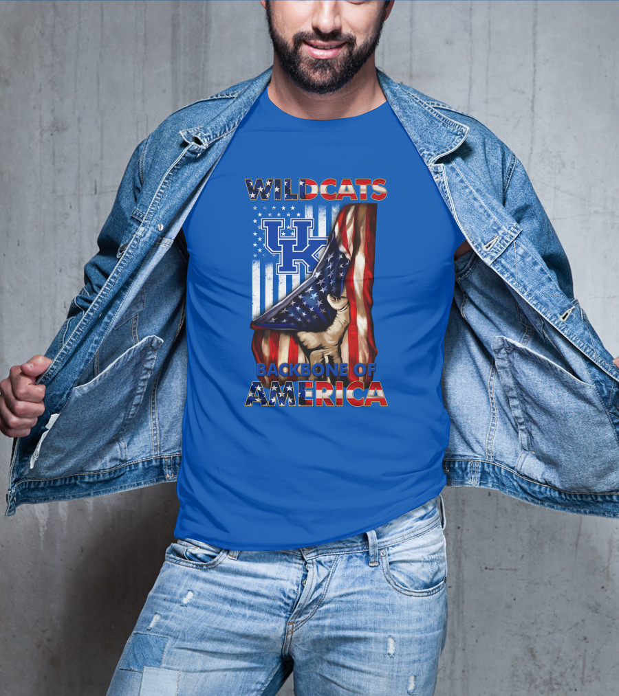 Kentucky Wildcats America Backbone Stars And Stripes Flag T-Shirt
