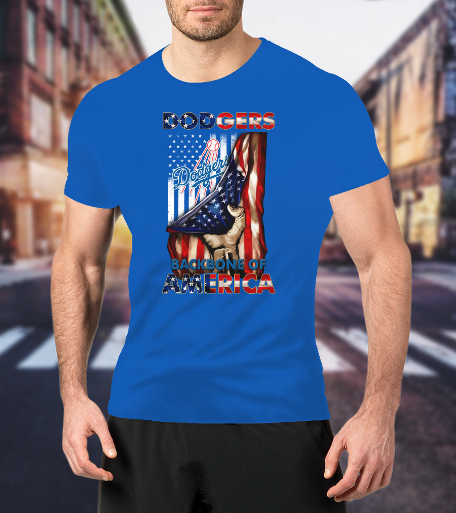 Dodgers Backbone Of America American Flag Patriotism T-Shirt