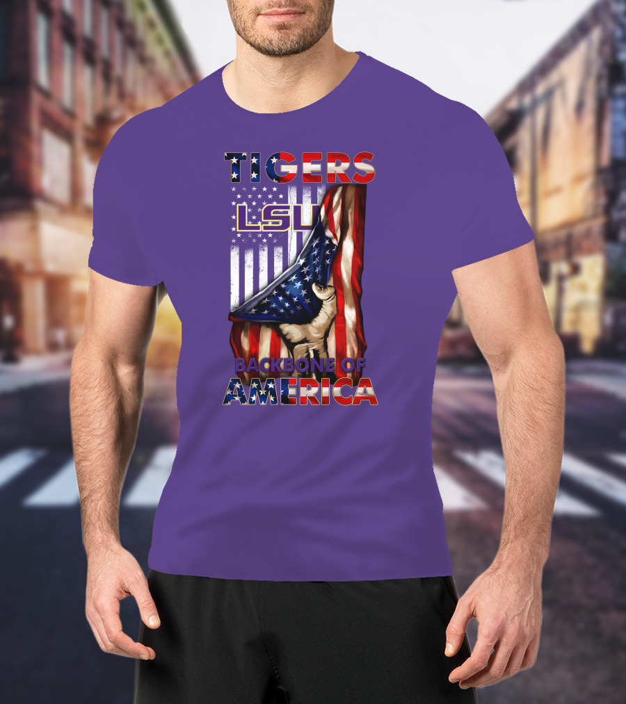 Lsu Tigers Backbone Of America Usa Flag T-Shirt