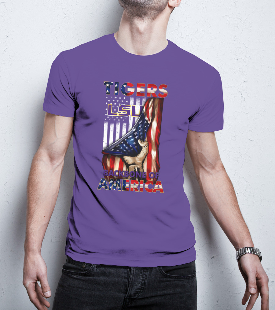 Lsu Tigers Backbone Of America Usa Flag T-Shirt