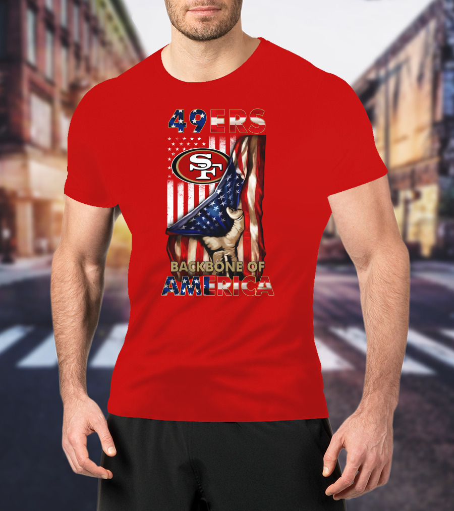 49ers Sf American Flag Backbone Of America T-Shirt