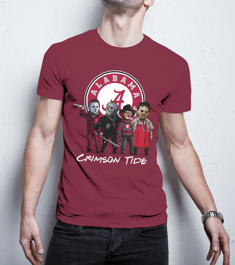 Alabama Crimson Tide Halloween The Slasher Squad Teams Freddy Jason Michael Myers T-Shirt
