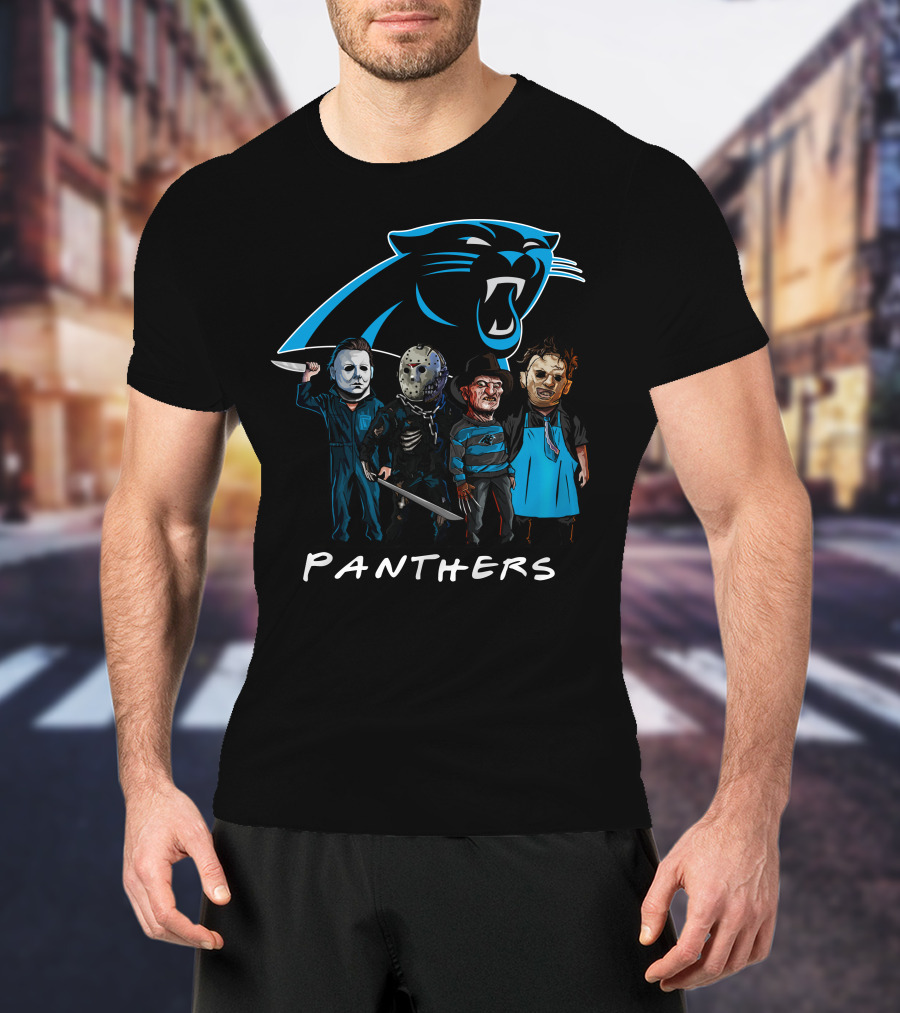 Carolina Panthers Halloween Featuring Iconic Slasher Squad Team T-Shirt