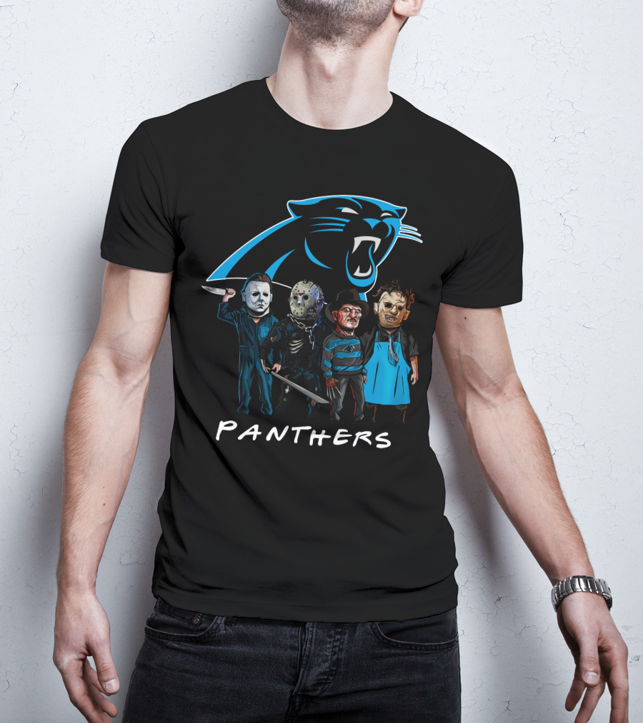Carolina Panthers Halloween Featuring Iconic Slasher Squad Team T-Shirt