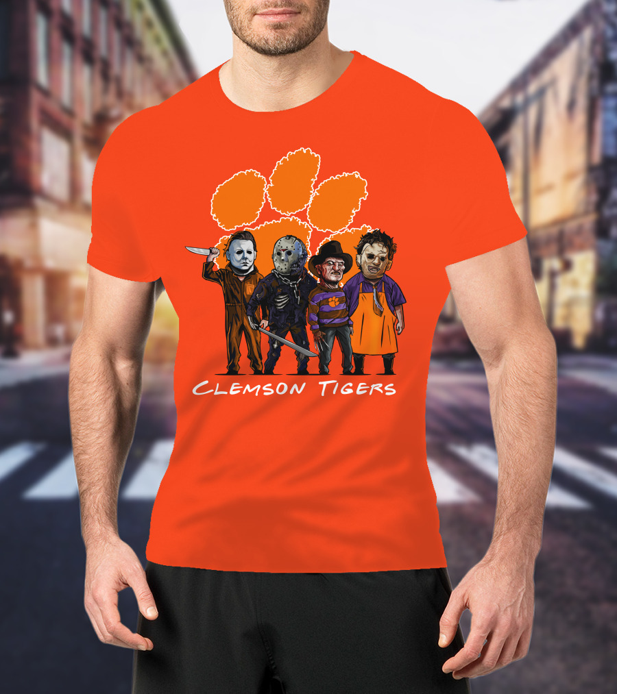 Clemson Tigers Halloween Slasher Squad Horror Characters T-Shirt