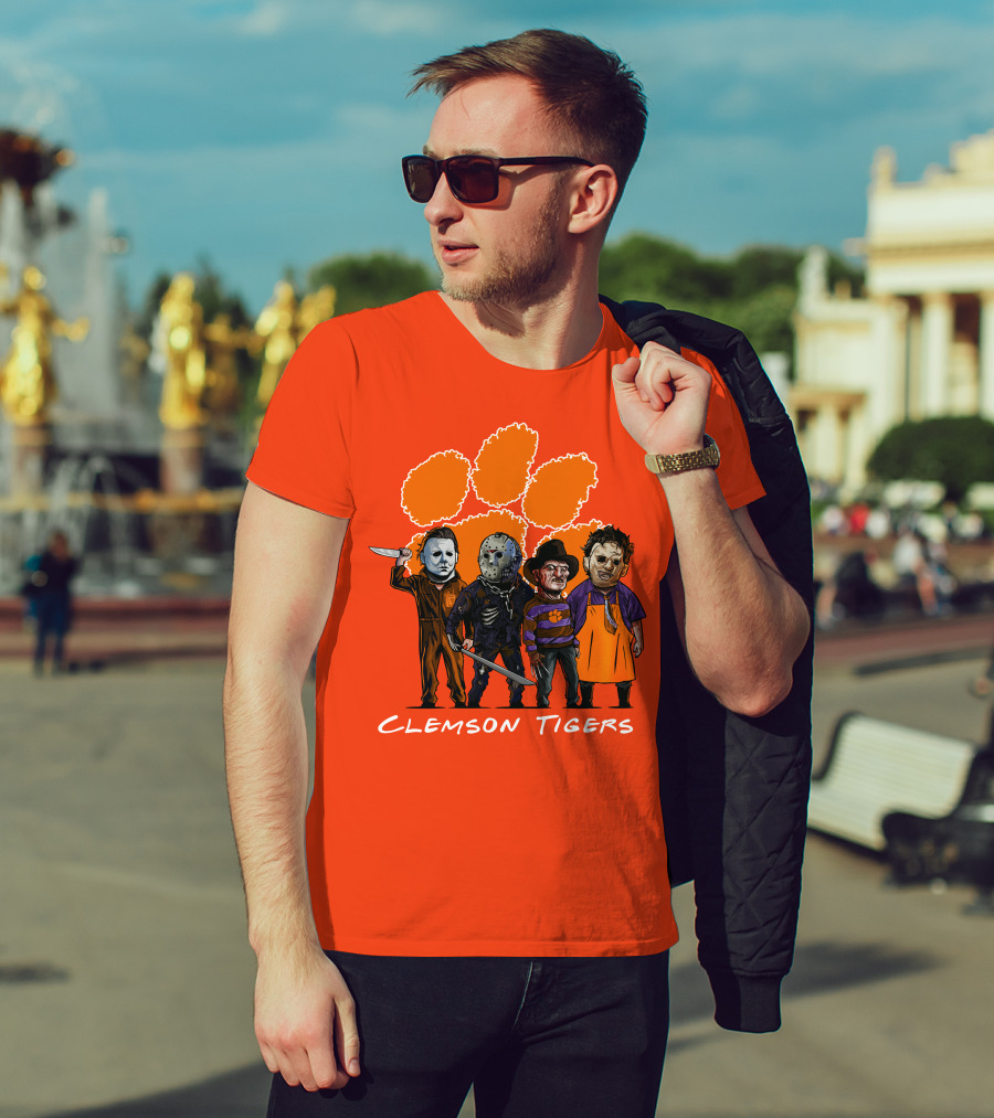 Clemson Tigers Halloween Slasher Squad Horror Characters T-Shirt
