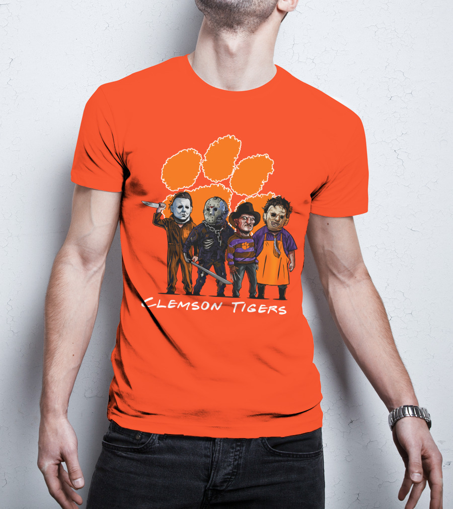 Clemson Tigers Halloween Slasher Squad Horror Characters T-Shirt