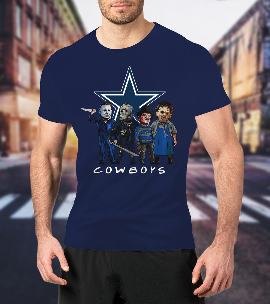 Dallas Cowboys Halloween Slasher Squad Iconic Horror Characters T-Shirt