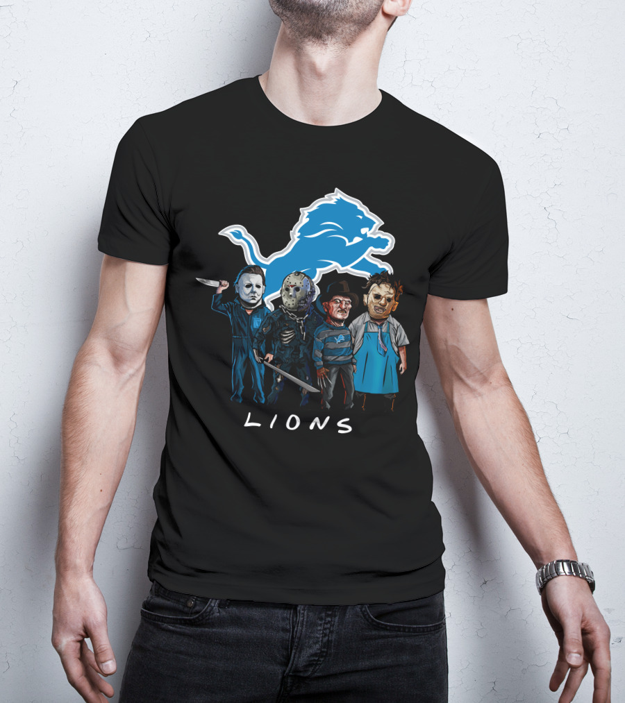 Detroit Lions Halloween Horror Characters Team Squad T-Shirt