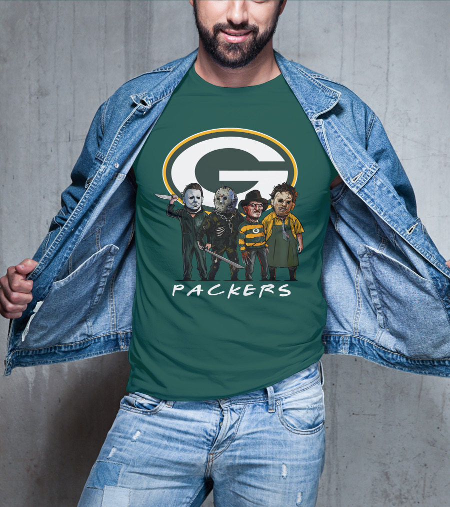 Green Bay Packers Halloween Horror Characters Squad T-Shirt