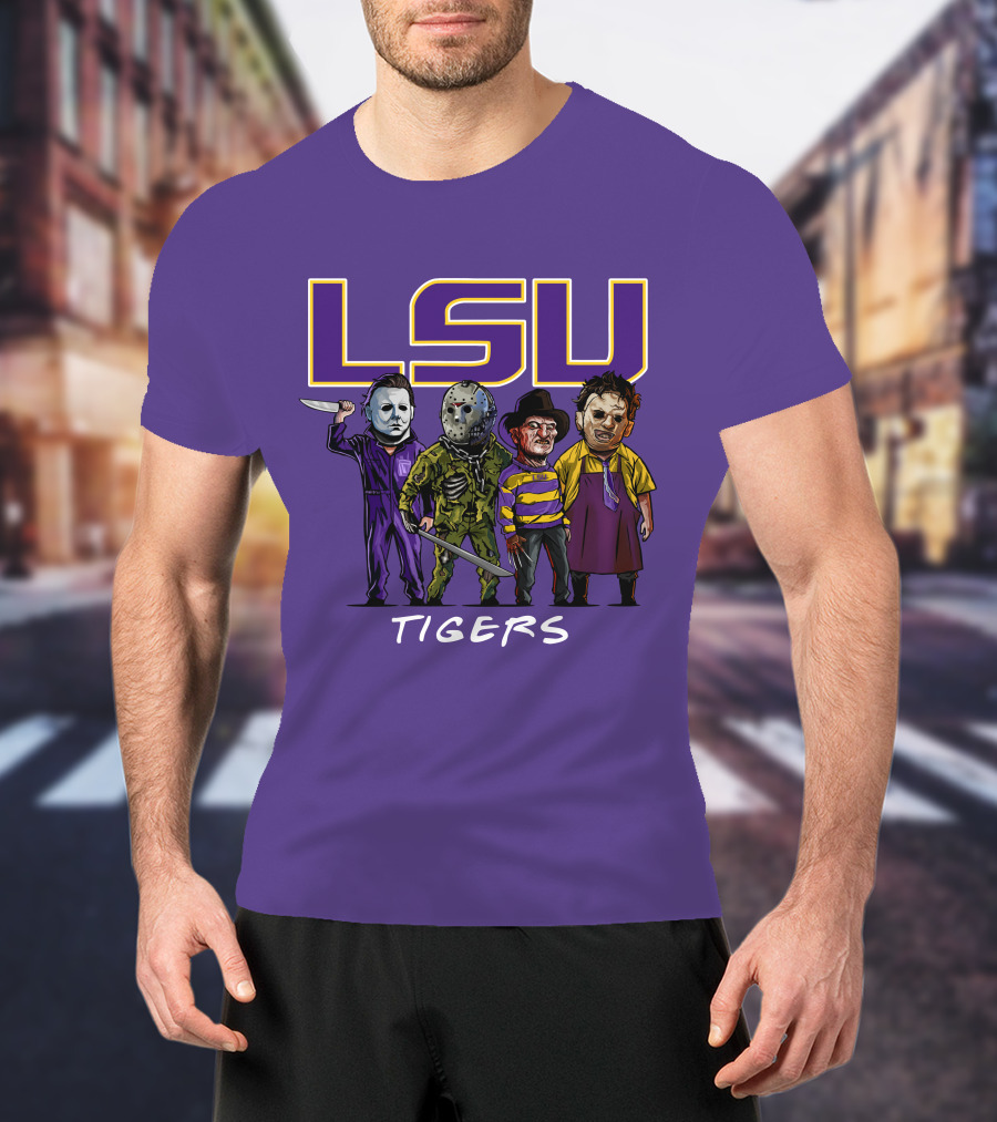 LSU Tigers Halloween The Slasher Squad Teams Horror Characters T-Shirt
