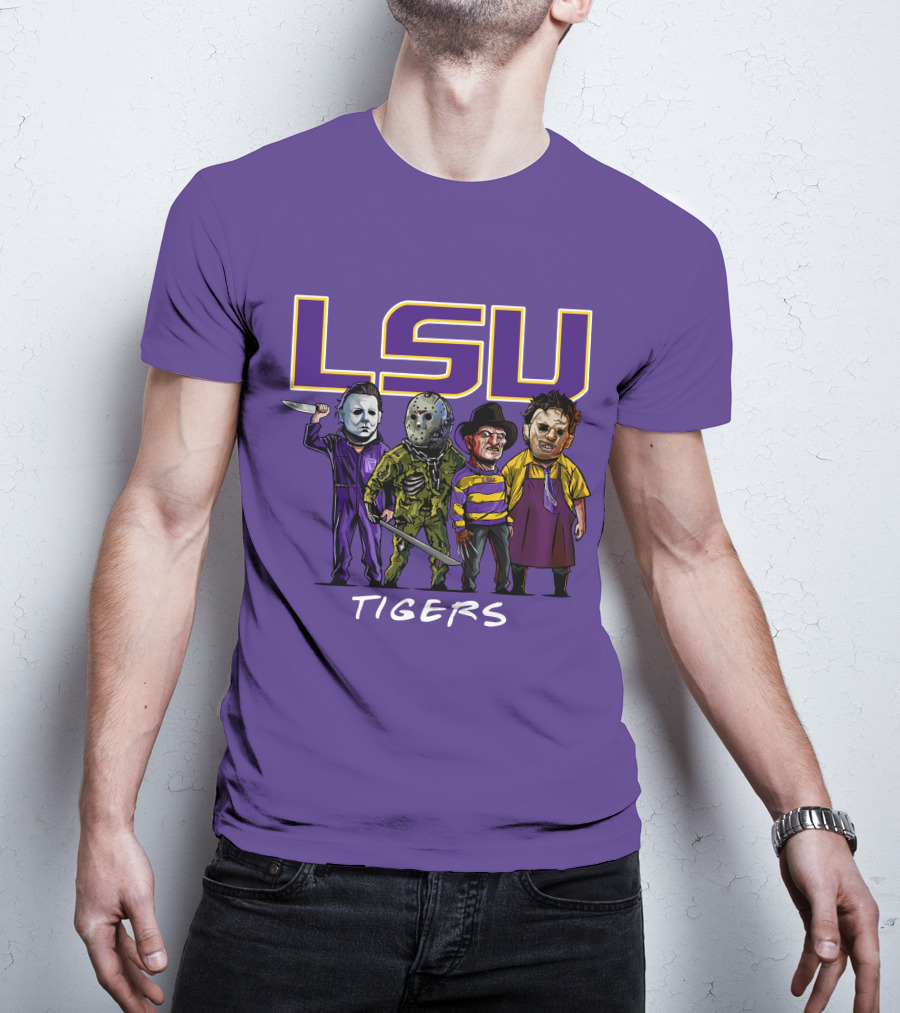 LSU Tigers Halloween The Slasher Squad Teams Horror Characters T-Shirt