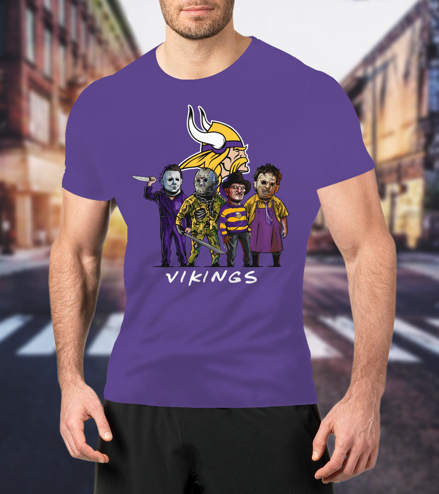 Minnesota Vikings Halloween Horror Icons Team Squad T-Shirt
