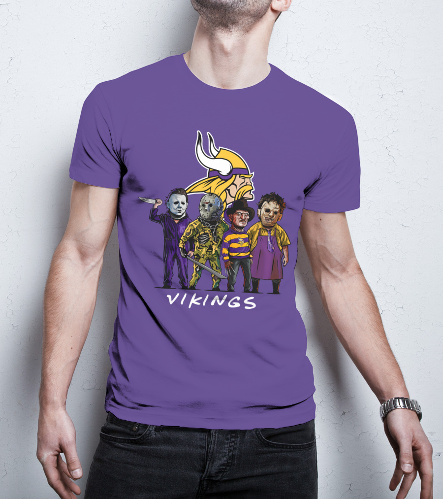 Minnesota Vikings Halloween Horror Icons Team Squad T-Shirt