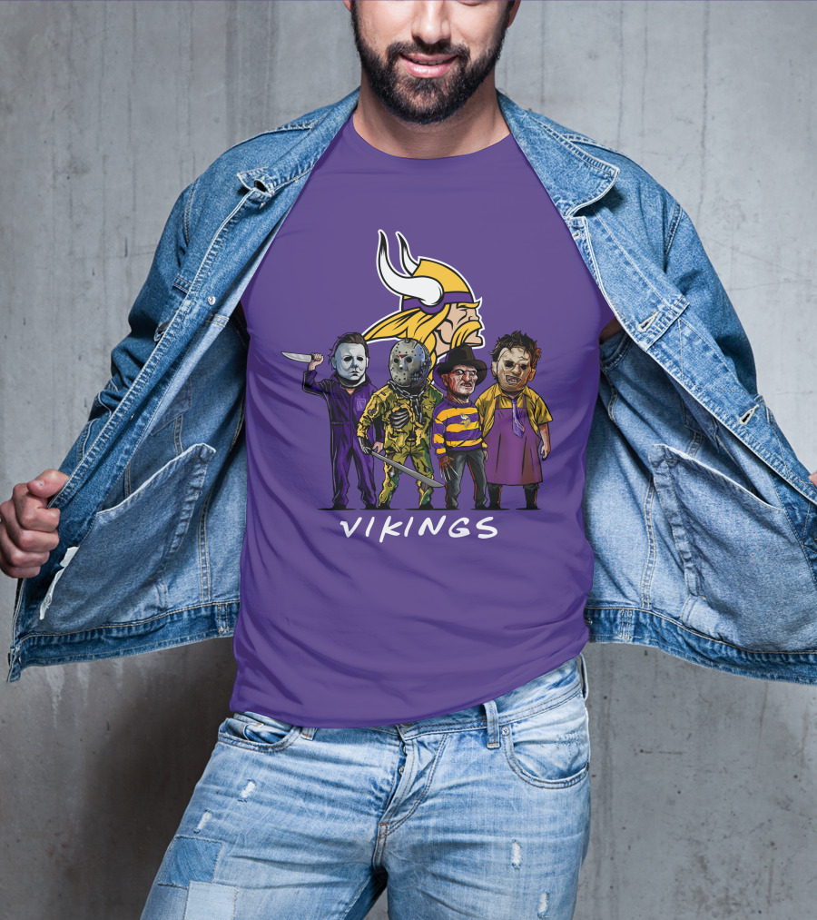 Minnesota Vikings Halloween Horror Icons Team Squad T-Shirt