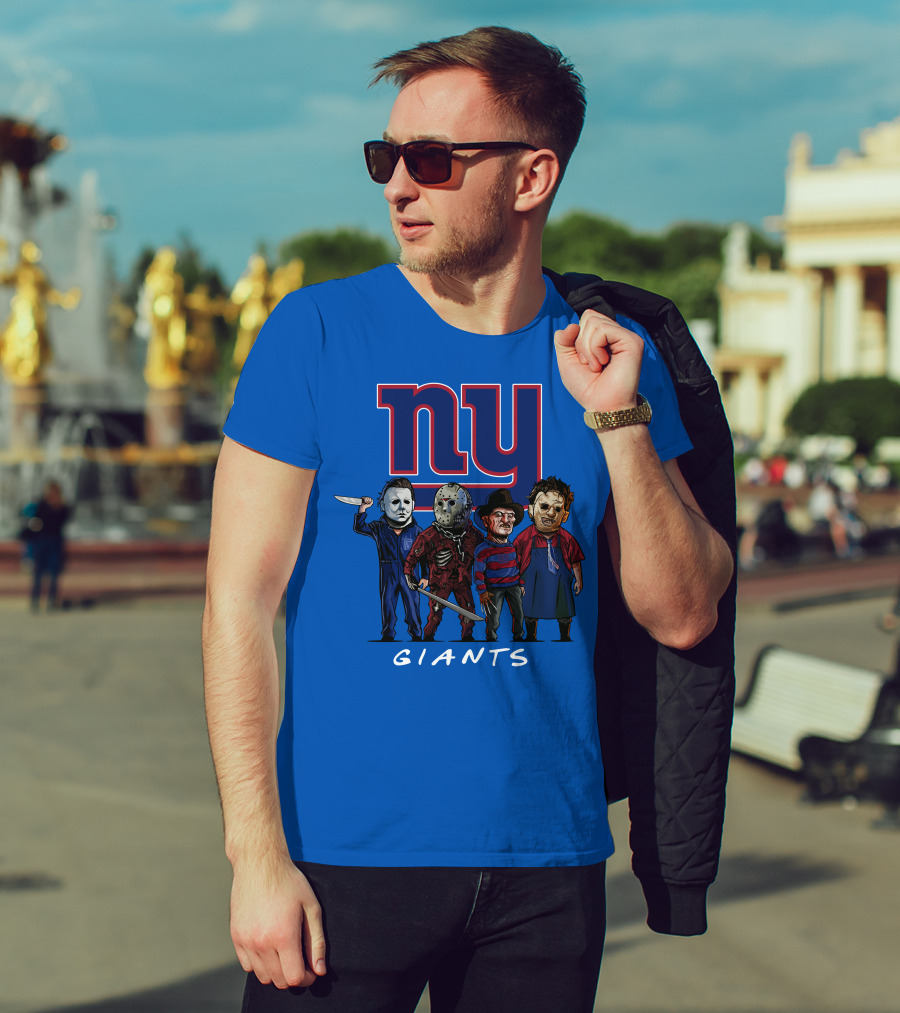 New York Giants Halloween Slasher Squad With Iconic Horror Characters T-Shirt