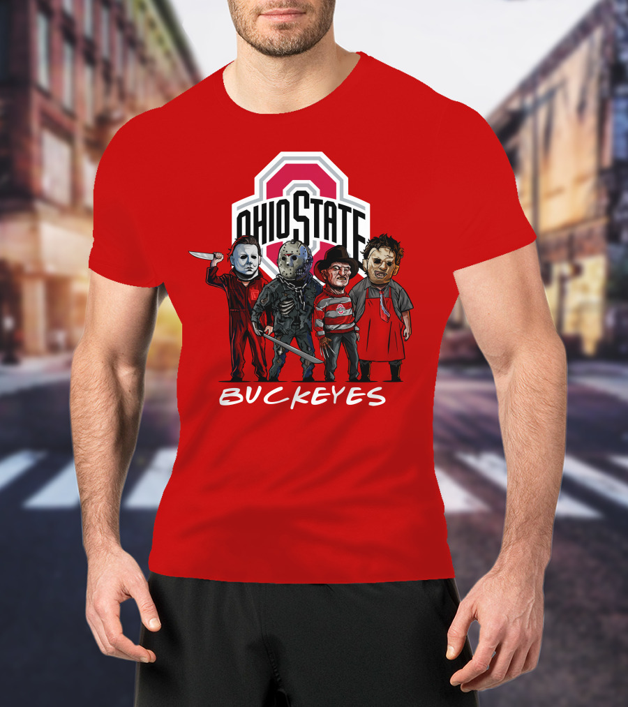 Ohio State Buckeyes Halloween The Slasher Squad Teams Horror Icons T-Shirt