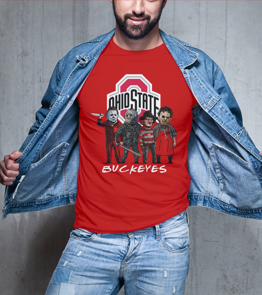 Ohio State Buckeyes Halloween The Slasher Squad Teams Horror Icons T-Shirt