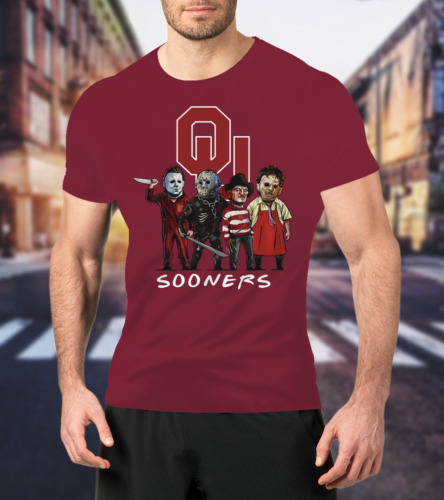 Oklahoma Sooners Halloween Slasher Squad Horror Icons T-Shirt