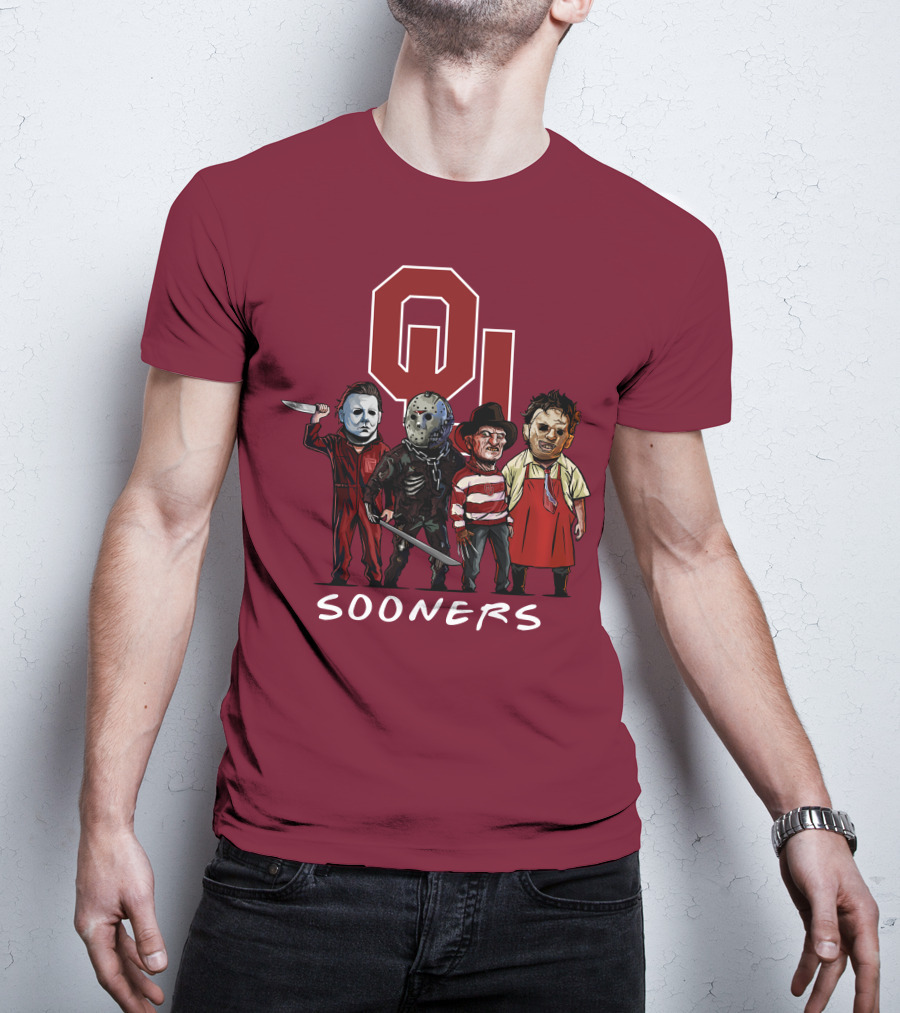 Oklahoma Sooners Halloween Slasher Squad Horror Icons T-Shirt