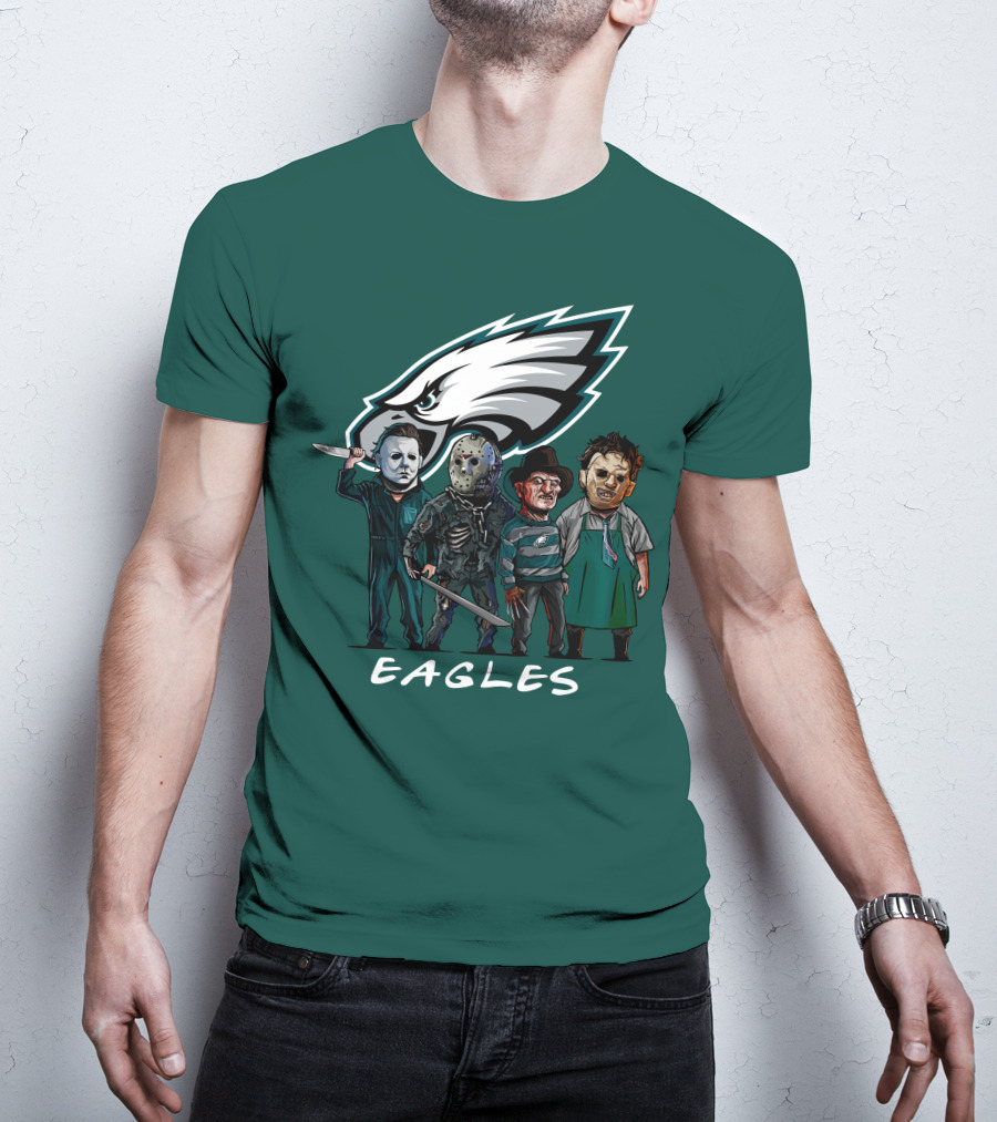 Philadelphia Eagles Halloween The Slasher Squad Horror Team Characters T-Shirt