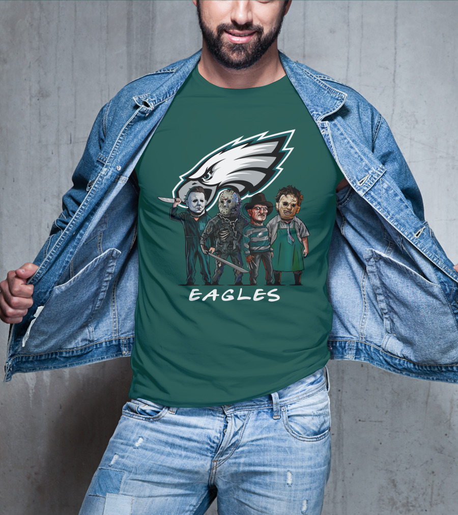 Philadelphia Eagles Halloween The Slasher Squad Horror Team Characters T-Shirt
